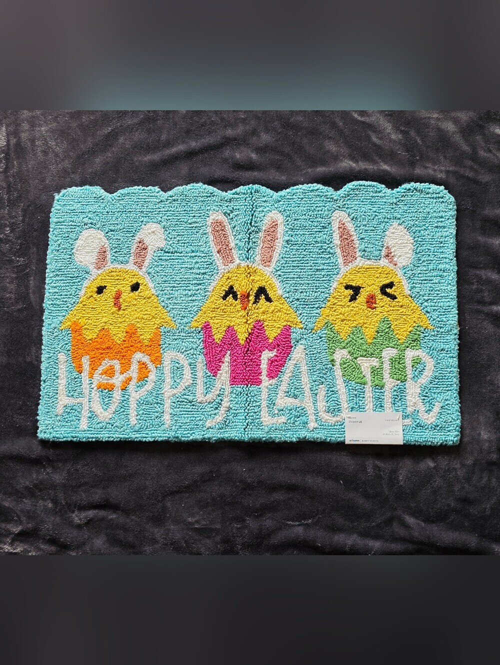 New Hoppy Easter Chicks Hook Accent Rug, 18x30, Home decor, blue, pink, yellow